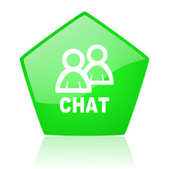 chat green pentagon web glossy icon