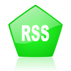 rss green pentagon web glossy icon