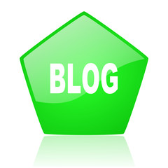 blog green pentagon web glossy icon