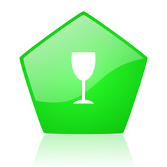 glass green pentagon web glossy icon