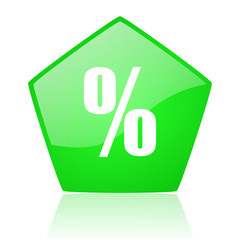 percent green pentagon web glossy icon