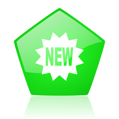 new green pentagon web glossy icon