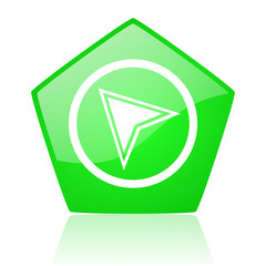 navigation green pentagon web glossy icon