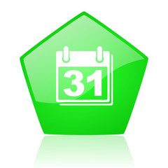 calendar green pentagon web glossy icon