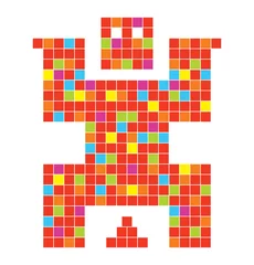 Cercles muraux Pixels Coll illustration de caractère pixel dans le vecteur