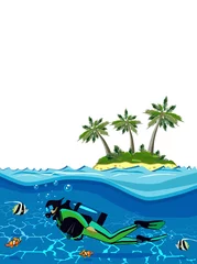  Duiker die onder water zwemt in de buurt van het eiland © lanamaster