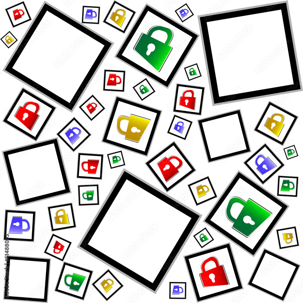 Poster locks seamless pattern background with black empty frame