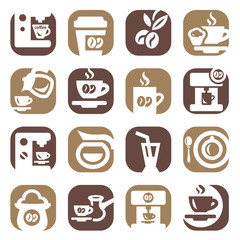color coffee icons set