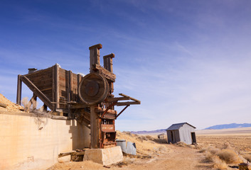 Abandoned Gold Mining Equipment in the Nevada Desert.  Located next to a ghost town.