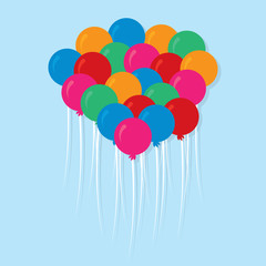 Group of floating balloons in multiple colors