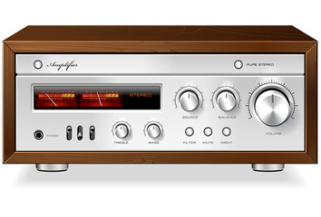 Fototapeta premium Vintage wektor analogowego wzmacniacza stereo Hi-Fi