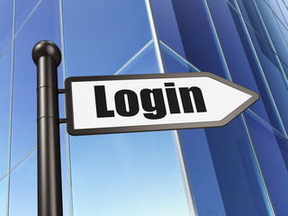 Privacy concept: Login on Business Building background