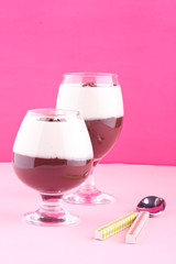 two color pudding, chocolate and vanilla pudding