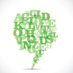 green alphabets make a message bubble