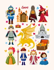 Cercles muraux Chateau ensemble d& 39 icônes d& 39 éléments de conte de fées