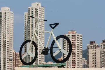 Printed roller blinds Hong-Kong bicycle and high-rises in Sha Tin