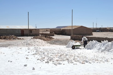 Mining of salt in the lake of Uyuni