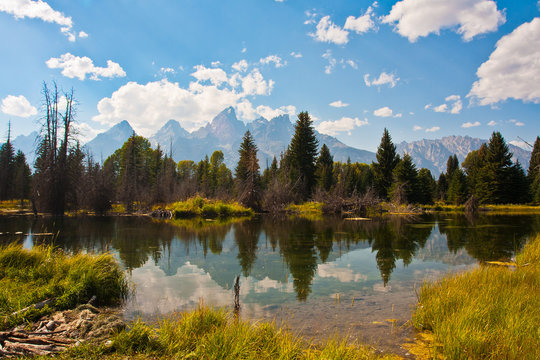 Teton Reflection in Grand Teton National Park,USA