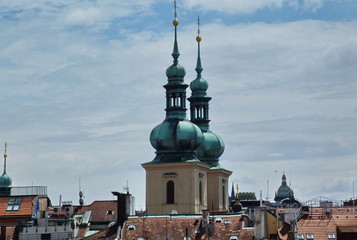 Bell towers of the church of St. Gallus in Prague, Czech Republic © sansa55