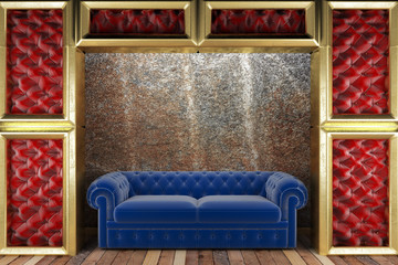 golden stage with sofa