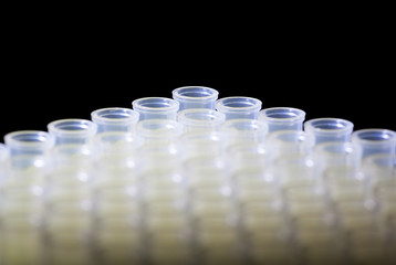 Macro of disposable laboratory tubes