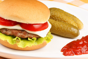 Mini cheese burger closeup