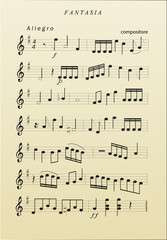 Musiknoten auf Notenblatt