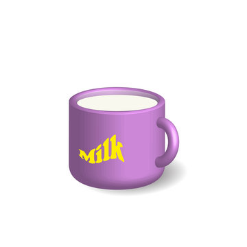 Full lilac cup with milk
