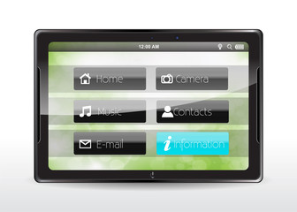 Tablet concept with a "Information" button