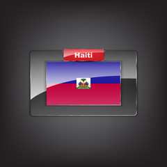 Glass button of the flag of Haiti