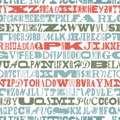 seamless pattern of vintage mixed woodtype