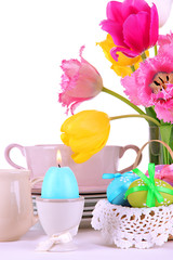 Place setting for Easter isolated on white