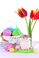 Place setting for Easter close up