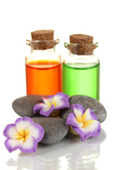 Bottles with basics oils isolated on white