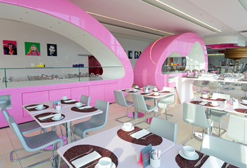 Gedeckte Tische im Designer-Restaurant