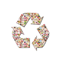 recycling icon - Portrait of a lot of people