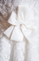 Detail of wedding dress - closeup shot
