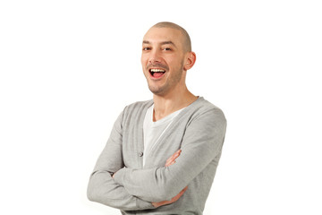 portrait of  young man in studio, isolated on white background