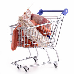 shopping cart with meat