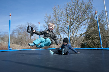 Springtime fun on a trampoline