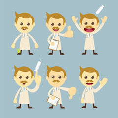 doctor character set cartoon vector