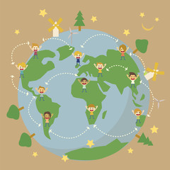 Children around the world save the planet earth