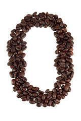 Number 0 from coffee beans