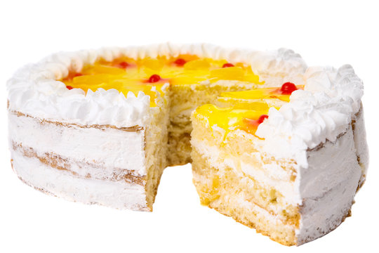 Cake with fruits isolated
