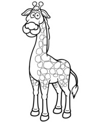 Vector illustration of giraffe cartoon - Coloring book