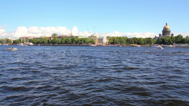 Neva river in the historical center of Saint-Petersburg, Russia 