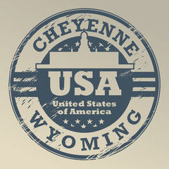 Grunge rubber stamp with name of Wyoming, Cheyenne, vector