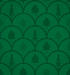 Fototapeta na wymiar Vector tree on green background seamless pattern