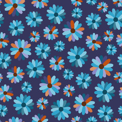 Colored flowers on a blue background.