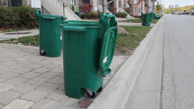Recycling bins. Toronto, Ontario.